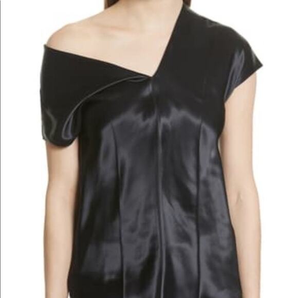 Helmut Lang Asymmetric Viscose Black Top - Picture 1 of 8